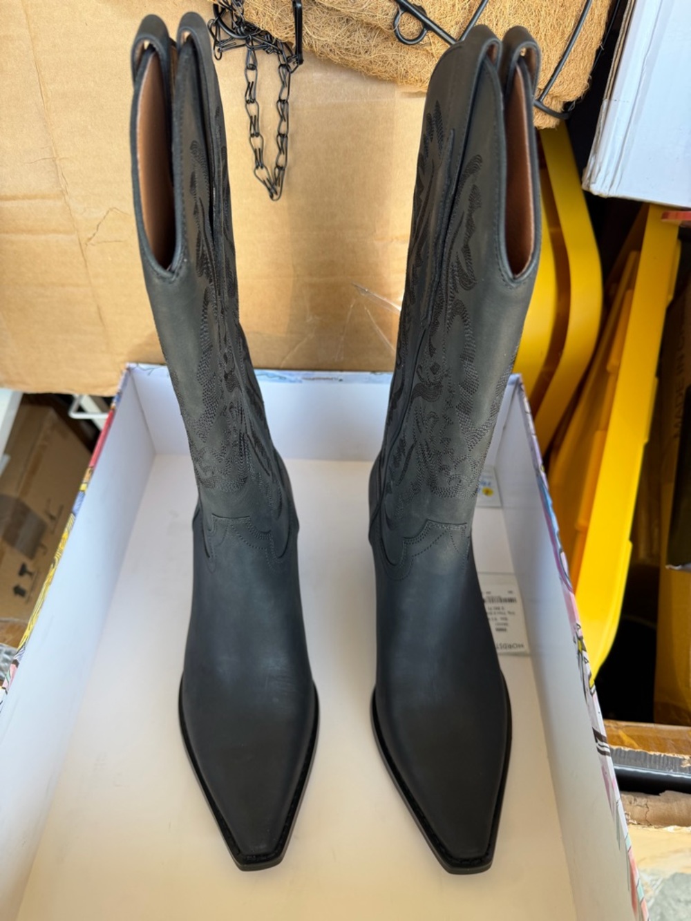 Jeffrey Campbell Black Pointed Toe Western Heeled Boots